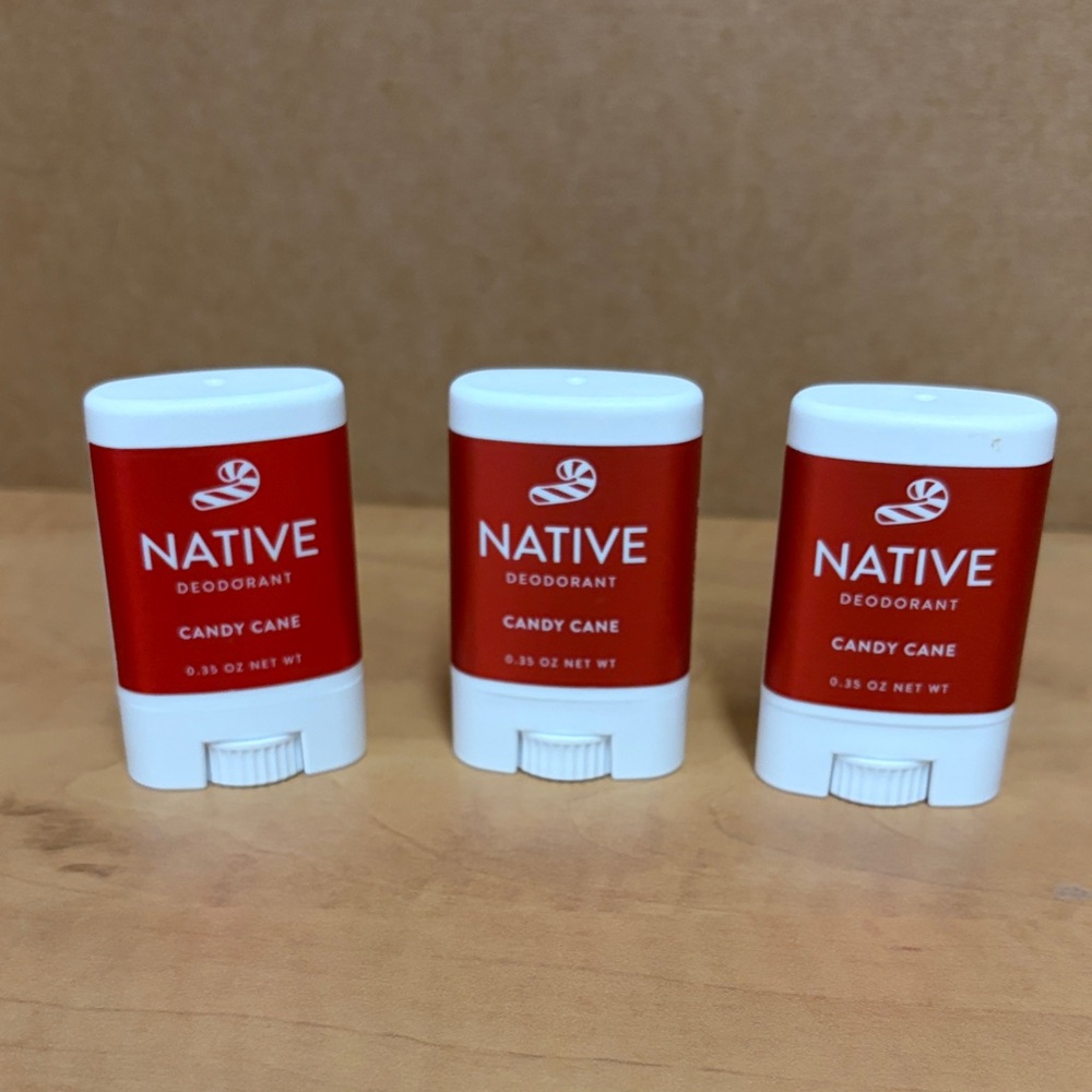 Native Candy Cane Deodorant - Set of 3 brand new mini deodorant  0.35oz